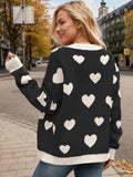 Heart Button Up Dropped Shoulder Long Sleeve Cardigan - Trendsi - Flyclothing LLC