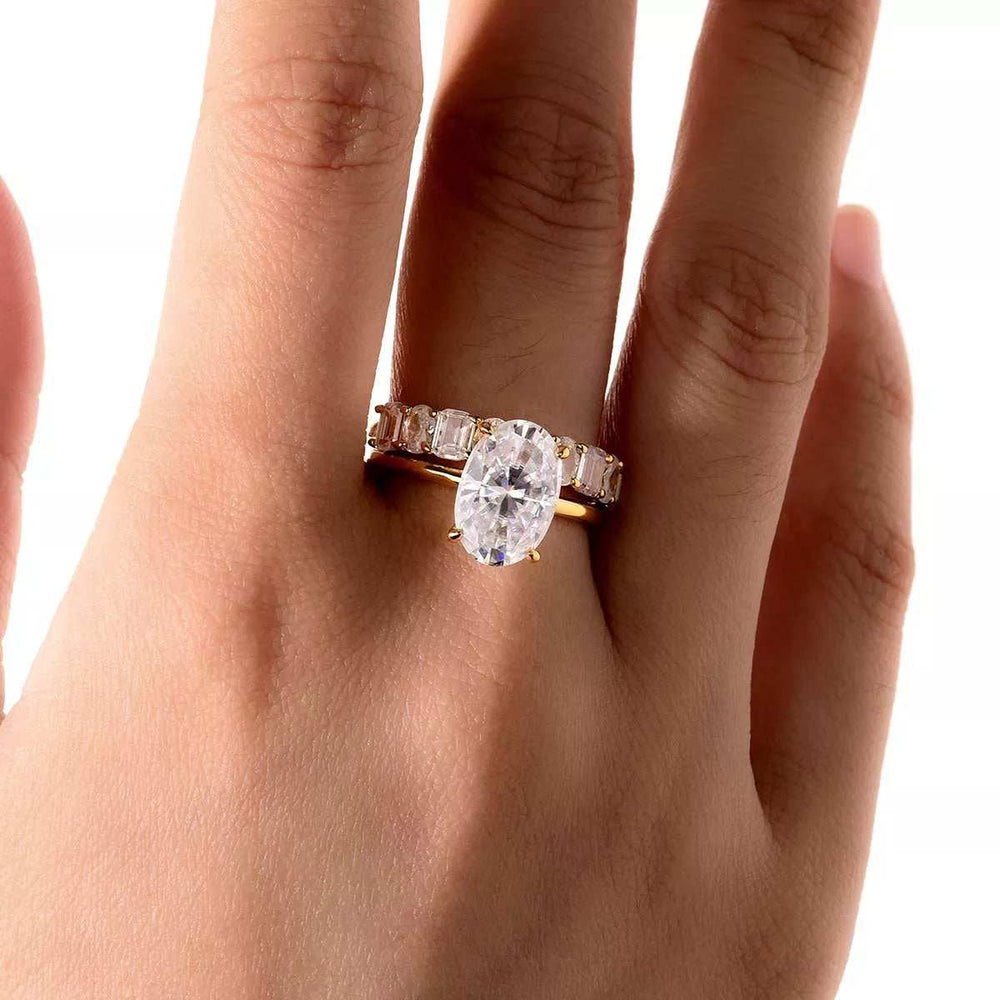 4.5 Carat Moissanite 925 Sterling Silver 2 Piece Ring - Trendsi - Flyclothing LLC