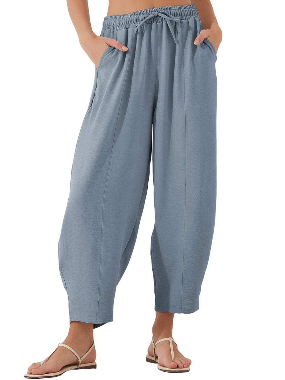 Full Size Drawstring Cropped Jogger Pants Plus Size - Trendsi - Flyclothing LLC