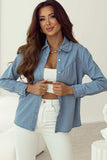 Button Up Long Sleeve Denim Top - Trendsi - Flyclothing LLC