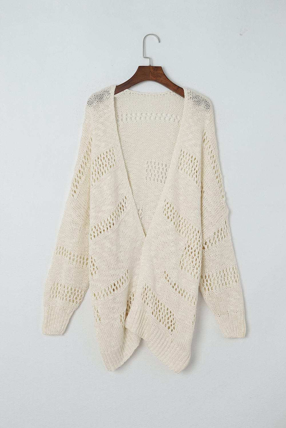 Openwork Open Front Long Sleeve Cardigan - Trendsi - Flyclothing LLC