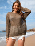 Heart Openwork Long Sleeve Cover-Up - Trendsi - Flyclothing LLC