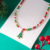 Christmas Themed Beaded Pendant Necklace - Trendsi - Flyclothing LLC