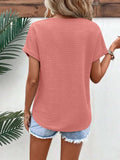 Textured Solid Color Short Sleeve Top - Trendsi - Flyclothing LLC