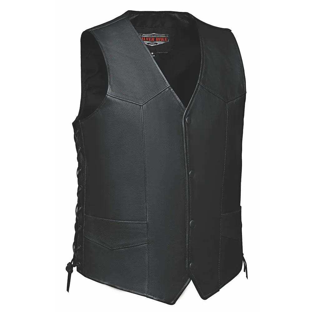 Bronco - Mens Premium Leather Vest - Unik Just for Bikers - Flyclothing LLC