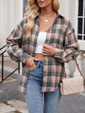 Plaid Collared Neck Long Sleeve Shirt - Trendsi - Flyclothing LLC