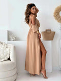Tied Shoulder Slit Maxi Dress - Trendsi - Flyclothing LLC