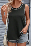 Contrast Stitching Round Neck Tank - Trendsi - Flyclothing LLC