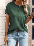 Half Button Short Sleeve Top - Trendsi - Flyclothing LLC
