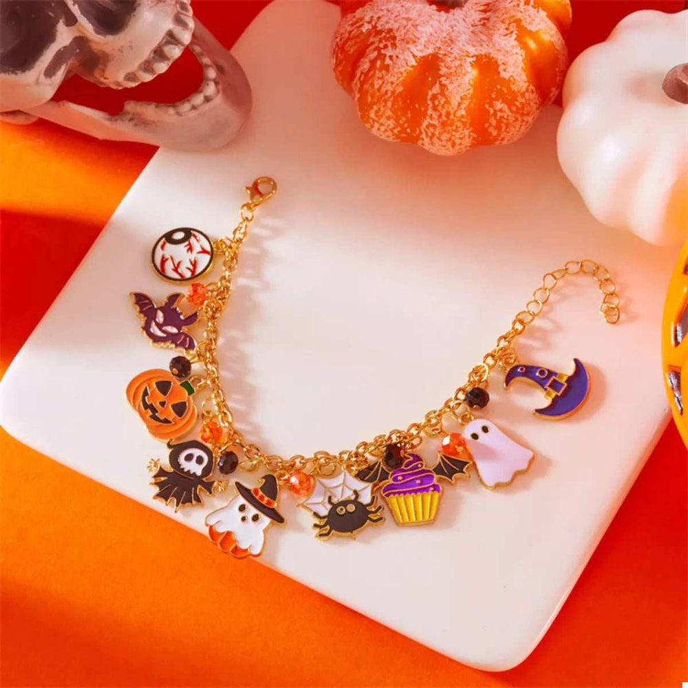 18K Gold-Plated Halloween Charm Bracelet - Trendsi - Flyclothing LLC