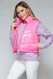 Snobbish Zip Up Turtleneck Shiny Quilted Vest - Trendsi - Flyclothing LLC