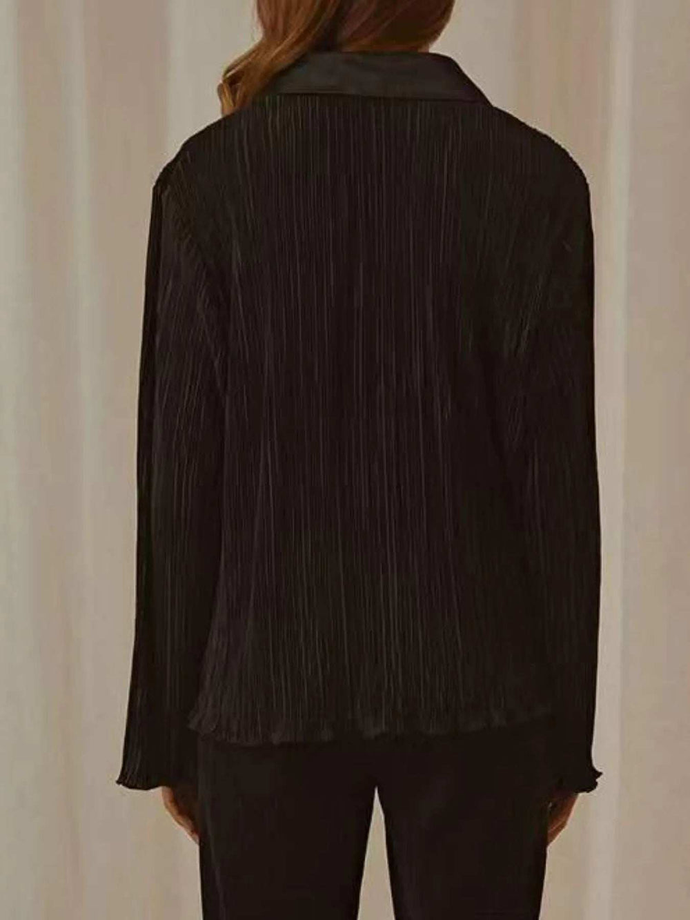 Button Up Long Sleeve Top and Pants Set - Trendsi - Flyclothing LLC