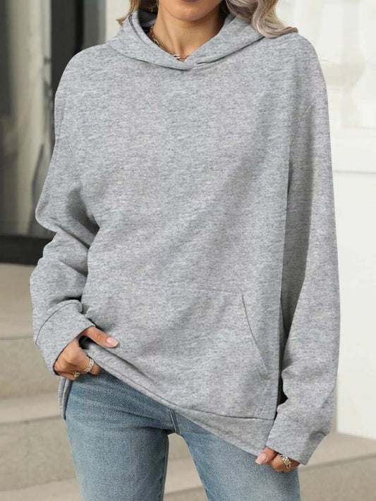 Kangaroo Pocket Long Sleeve Hoodie - Trendsi - Flyclothing LLC