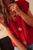 Button Down Sweater Vest with Pockets - Trendsi - Flyclothing LLC