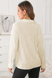 Textured Collared Neck Long Sleeve Shirt - Trendsi - Flyclothing LLC