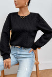 Texture Round Neck Long Sleeve Sweatshirt - Trendsi - Flyclothing LLC