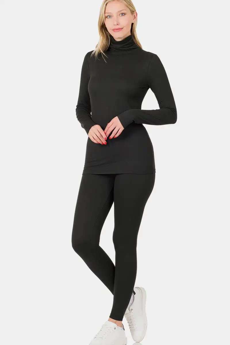 Zenana Full Size Turtleneck Top and Leggings Lounge Set - Trendsi - Flyclothing LLC