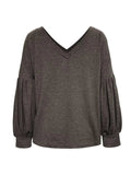 Oversized V-Neck Long Sleeve Blouse - Trendsi - Flyclothing LLC
