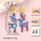 Acrylic Christmas Reindeer Dangle Earrings - Trendsi - Flyclothing LLC
