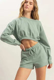 HYFVE Crew Neck Long Sleeve Crop Sweatshirt - Trendsi - Flyclothing LLC