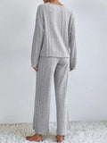 V-Neck Long Sleeve Top and Pants Set - Trendsi - Flyclothing LLC