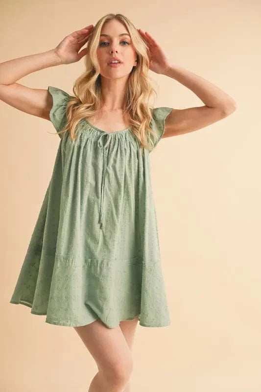 Aemi+Co Ruffled Cap Sleeve Cotton Tunic Mini Dress - Trendsi - Flyclothing LLC