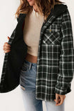 Plaid Button Up Long Sleeve Hooded Jacket - Trendsi - Flyclothing LLC