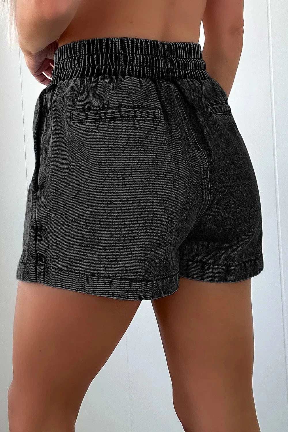 Drawstring High Waist Denim Shorts - Trendsi - Flyclothing LLC