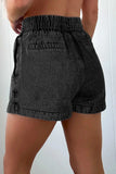 Drawstring High Waist Denim Shorts - Trendsi - Flyclothing LLC