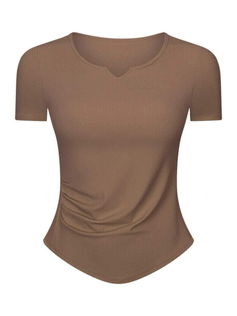 Notched Short Sleeve Active T-Shirt - Trendsi - Flyclothing LLC