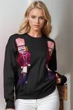 Double Take Full Size Nutcracker Sequin Long Sleeve Sweater - Trendsi - Flyclothing LLC
