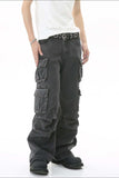 Men's Multi-Pocket Pleated Cargo Jeans - Trendsi - Flyclothing LLC