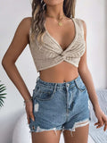 Twisted V-Neck Knit Vest - Trendsi - Flyclothing LLC