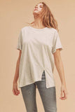 Aemi + Co Asymmetrical Front Slit Round Neck Raglan Sleeve T-Shirt - Trendsi - Flyclothing LLC