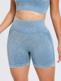 Washed High Waist Active Shorts - Trendsi - Flyclothing LLC
