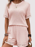 Tassel Round Neck Top and Shorts Set - Trendsi - Flyclothing LLC