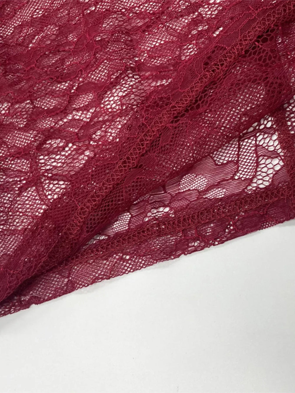 Lace Sheer Mock Neck Long Sleeve Maxi Dress - Trendsi - Flyclothing LLC