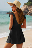Cutout V-Neck Cap Sleeve One-Piece Swimwear - Trendsi - Flyclothing LLC