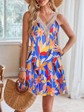 Lace Detail Printed V-Neck Sleeveless Dress - Trendsi - Flyclothing LLC