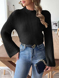Mock Neck Long Sleeve Sweater - Trendsi - Flyclothing LLC