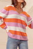 Color Block V-Neck Long Sleeve Sweater - Trendsi - Flyclothing LLC