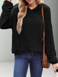 Double Take Textured Kangaroo Pocket Long Sleeve Hoodie - Trendsi - Flyclothing LLC
