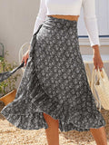 Printed Ruffled Midi Skirt - Trendsi - Flyclothing LLC