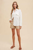 Annie Wear Openwork Button Down Drop Shoulder Shirt - Trendsi - Flyclothing LLC