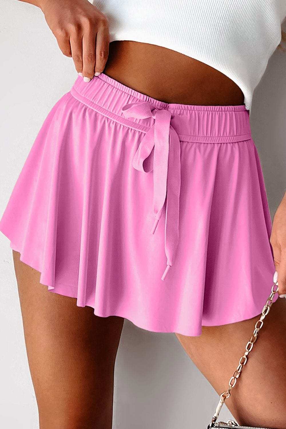 Drawstring High Waist Lined Active Skorts - Trendsi - Flyclothing LLC