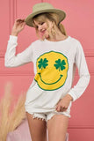 BiBi Smile Face Graphic Round Neck Long Sleeve Top - Trendsi - Flyclothing LLC