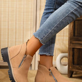 Ankle Boots with Zipper Accent - Trendsi - Flyclothing LLC