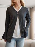 Faux Layered V-Neck Long Sleeve T-Shirt - Trendsi - Flyclothing LLC