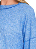 Zenana Soft Melange Hacci Round-Neck Long Sleeve T-Shirt - Trendsi - Flyclothing LLC