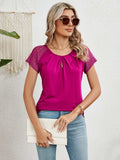 Lace Detail Round Neck Short Sleeve T-Shirt - Trendsi - Flyclothing LLC
